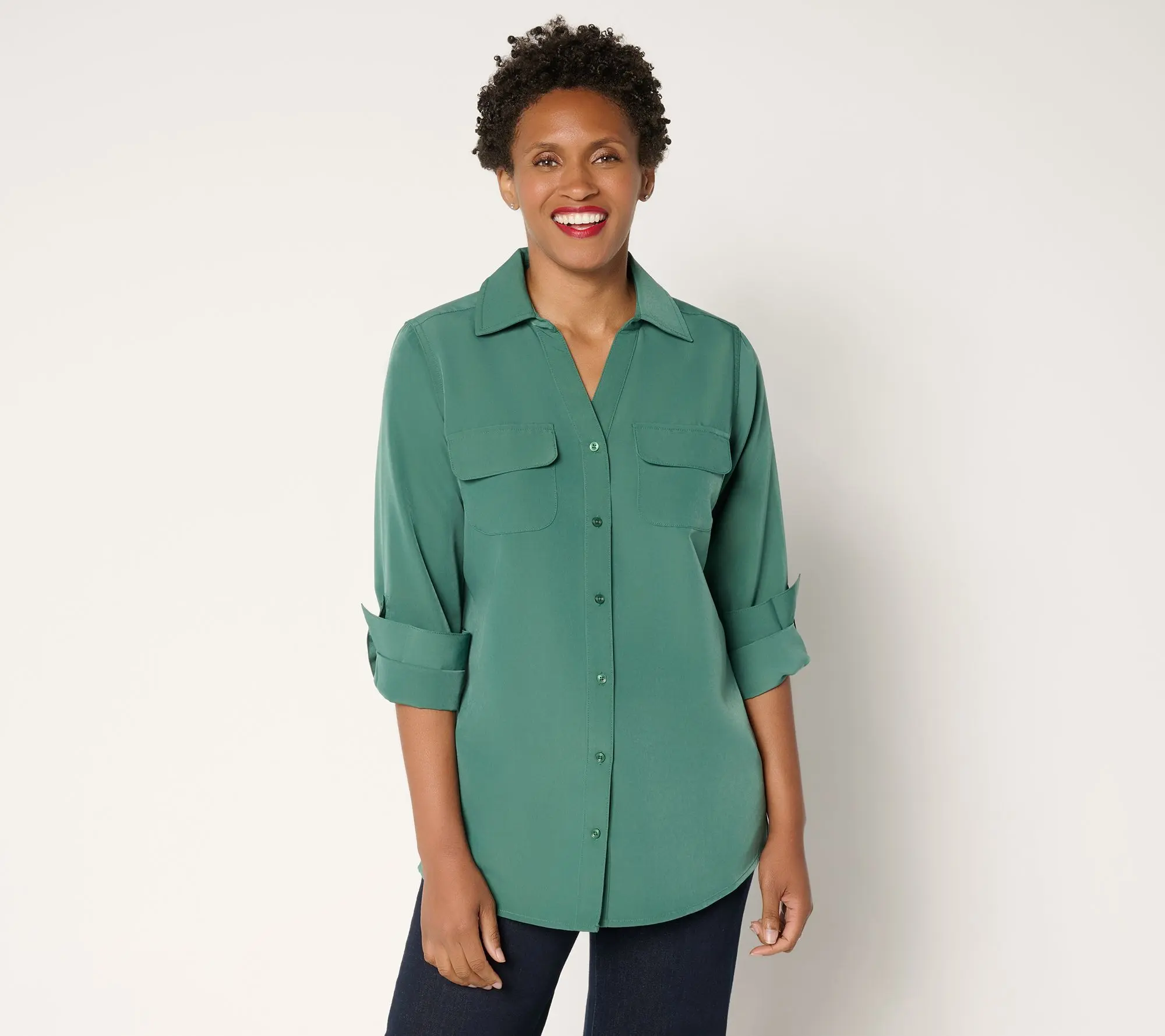 Denim & Co. Essentials Original Button Front Utility Tunic