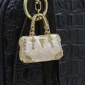 Mini Handbag Enamel Keychain, Sparkling Rhinestone Key Ring Wallet Bag Backpack Car Pendant Charm, Perfect Mother's Day Wedding Gift