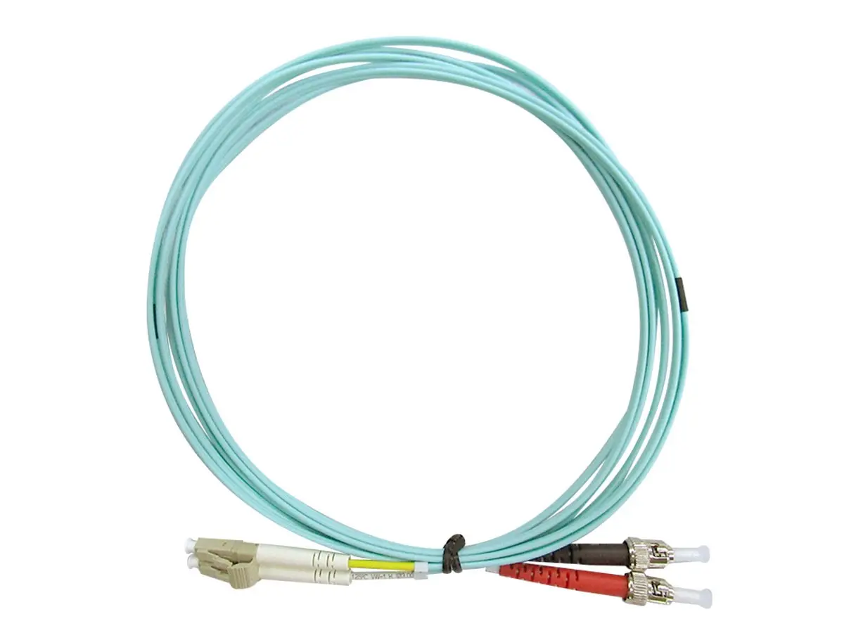 Monoprice 39432 3 m Multi Mode OM4 Fiber Optic Cable, LC-ST UL 50-125 OFNR Duplex - Aqua