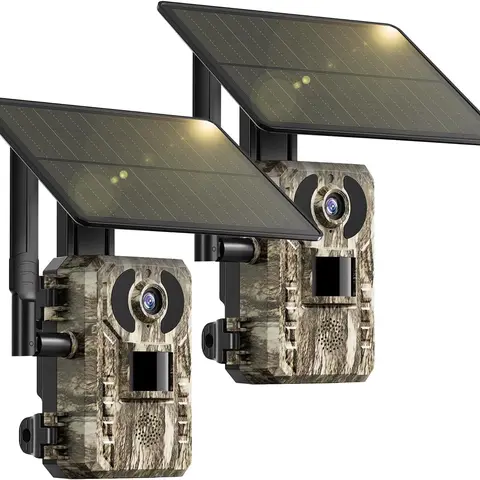 [TikTokShopDeals] 3rd Gen 4G LTE Solar Powered Trail Hunting Camera - 2K Live Video, Remote APP Control, Waterproof, Motion Activated, 850nm Lowglow Night Vision, Great for Farms, Ranches, Cabins, 4G Data Cellular Card Included (Data Refill Required)
