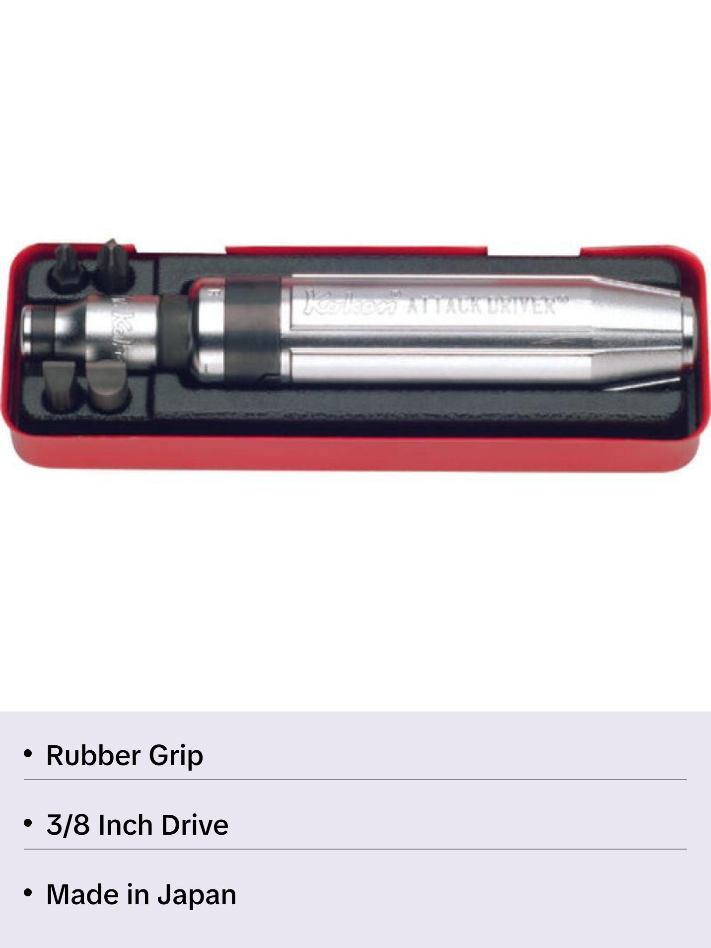 Koken AN318A 3/8 Inch Sq. Dr. Attack Driver Set Rubber Grip 6 Pieces