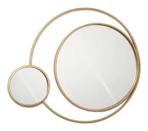 LuxenHome Orbit Modern Gold Frame 25.6"H x 31.5"W Wall Mirror