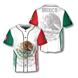 Mexico Baseball Jersey, Mexican Flag Button Up Shirt, Eagle Snake Aztec Jersey, Aztec Eagle Snake Gift for Men Women Top