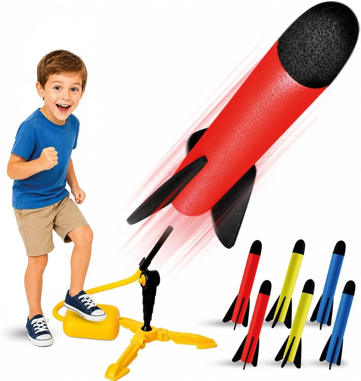 Rocket Launcher for Kids - Outdoor Toys for Kids Ages 4-8 Years - 3 4 5 6 7 Year Old Boy Birthday Gift - Rockets Kids Toys for Boys & Girls - 3 Year Old Gifts - Outside Fun Toddler Toys 3-5