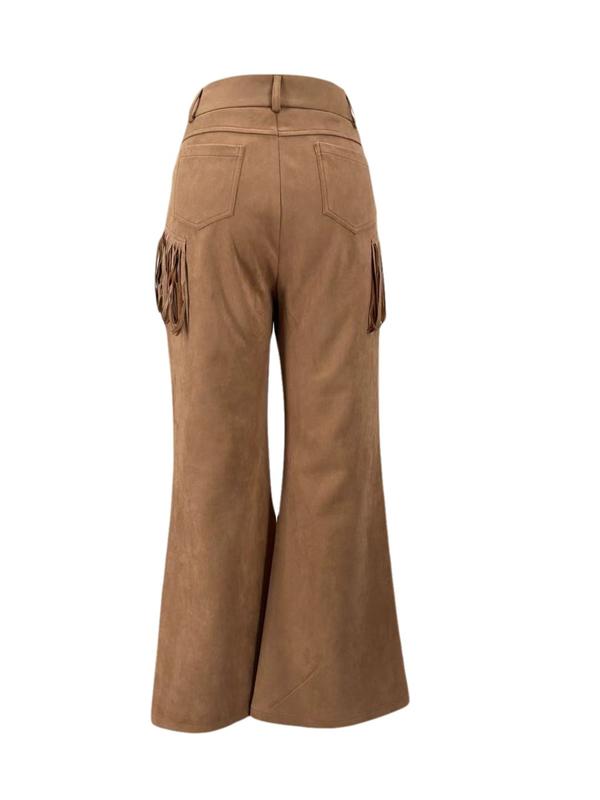 Fringe Flare Pants, Vintage Texture, Side Fringe Adds Sexiness, Micro Flare Fit, Easy American Retro Style