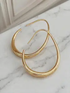 Lightweight Teardrop Hoop Earrings for Women, Large Oval Pull Through Hoops, High Polished Statement Jewelry Gift
