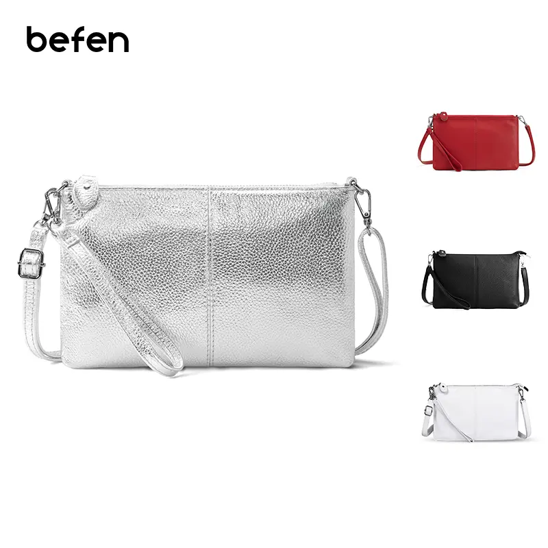 BEFEN Women's Genuine Pebbled Cowhide Leather Convertible Crossbody Bag - Detachable Adjustable Strap, RFID Blocking, Wristlet Clutch, Lightweight Elegant Everyday Minimalist Messenger, Adjustable Crossbody Purses, Women's Accessories