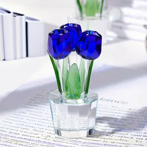 Tulip Crystal Creative Craft Ornaments, Minimalist Home Living Room And Office Desktop Floral Decorations, Birthday Gifts, Garland Day Gifts