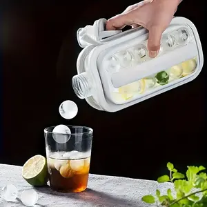 Ice Maker Mould 2 in 1 Ice Maker Mould Portable Ball Ice Maker Tray Flat Cover Cooling Ice Pop-up Leak-proof Round Ice Machine for Cocktail, Whiskey, Juice, Beer