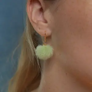 Green Fuzzy Earring