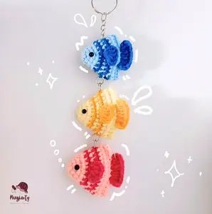 Crochet Little Fish Keychain , Amigurumi Fish Key Holder, Knitted Key Bag