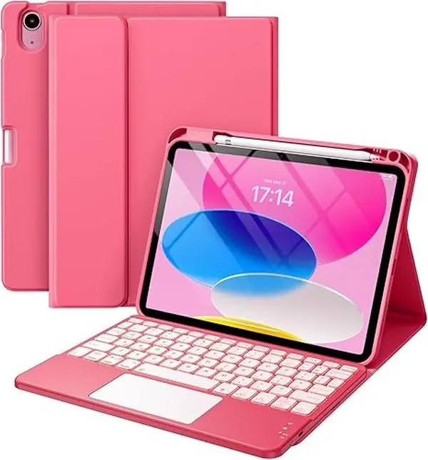 Harvopus Magnetic Tablet Keyboard Case Accessories for iPad 11th/10th Gen, Computer Folio Cover with Pencil Holder, Multi-Touch Trackpad, 7-Color Backlit, Detachable Design (Fits A16 Model)