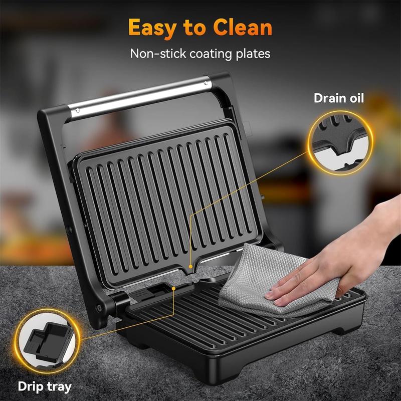 Panini Grill Press 1200W Sandwich Maker with Non-Stick Coated Cast Aluminum Plates, Fits 2 Slices of Bread, 180-Degree Opening, Easy to Clean Kitchen Appliances Household Appliances Cooker grills grill for outdoor Tabletop Griddle
