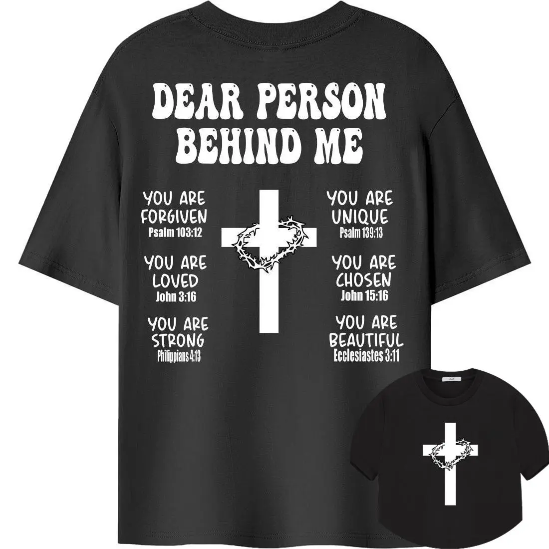 Men's Fitted Cut Pullover Hoodie Top - Christian Verse + Cross Art, Scripture Reminder Faith Apparel for Casual Wear (Menswear Size M)