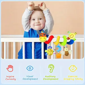 Soft Polyester Baby Room Decor Set with Plush Donkey and Insect Bell, Bedside Hanging Ornament, Cute Nursery Decoration