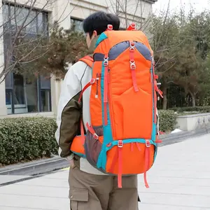 1pc Large-Capacity Solid Color Polyester Soft Shell Hiking Backpack with Zipper Closure And Thread Accent |   Outdoor Activity |   Mountain Adventure