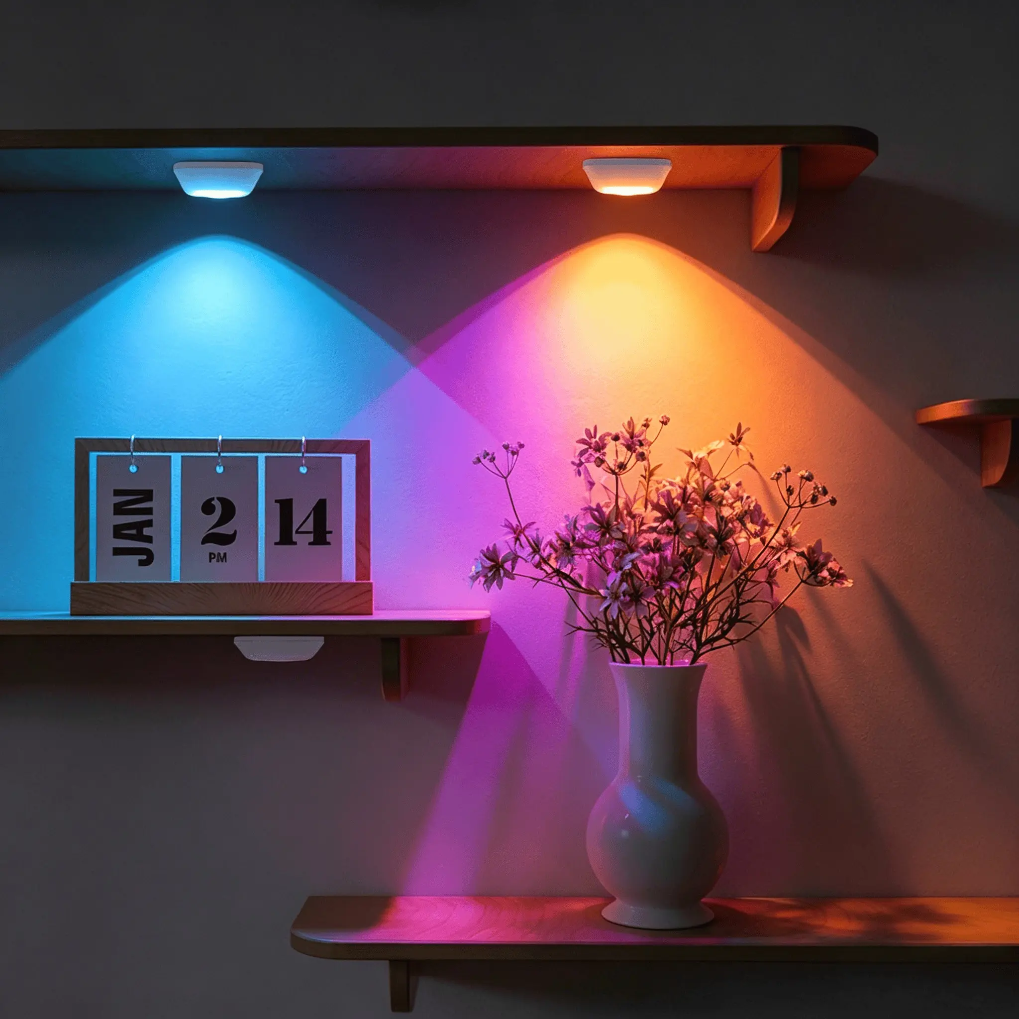 6 Pcs Press & Remote Control Cabinet Spotlights, Accent Lights, 13 Colors, Aaa Battery Powered, Gradient Lighting, Ideal for Bedroom, Restaurant, Bar
