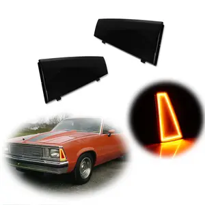 2pcs Smoke Amber LED Front Side Marker lamps Light For 1980 1981 Chevrolet El Camino Malibu,Replace OEM 915247 & 915248