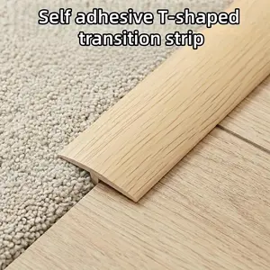 1 Roll 2m/78.74 Inch Self-adhesive T-shaped Floor Transition Strip, PVC Floor Edging Transition Strip, Easy To Install, Peel Off and Paste Floor Decorative Strip, Suitable for Modern Home Decoration