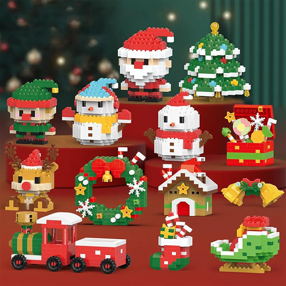 Mini Christmas Building Blocks Toys, Classroom Prizes Birthday Gifts, Christmas Stocking Stuffers for Kids Boys Girls Age 6-12+