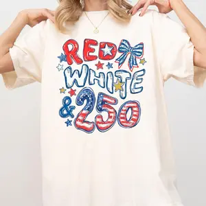 Red White and 250, America, Fourth of July, Patriotic Comfort Colors T-Shirt, Women's Comfort Colors Tee