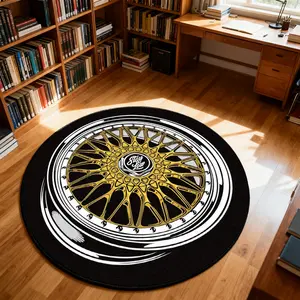 Cartoon Tire Pattern Rug, Round Tufted Carpet, Soft Non-Slip Design, Ideal for Living Room, Bedroom, Kitchen, Bathroom, Home Decor Rug