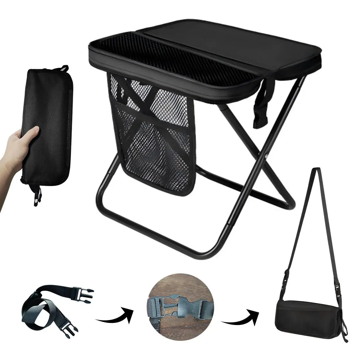 Portable Outdoor Folding Chair with Shoulder, Strap Ultra Light 1.5 lbs, Max Load 400lb, Two Side Pockets Velcro Storage for Camping Hiking Fishing BBQ Parties,Gift for Her/Him SpringStatements