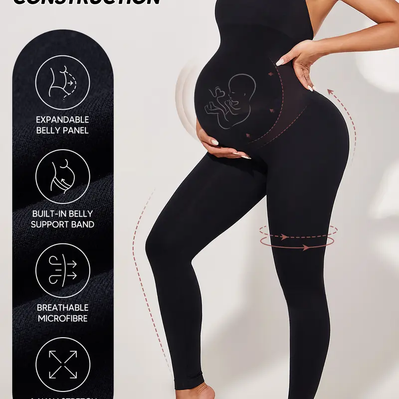 Maternity Bodysuit Jumpsuit Over Belly, Seamless Pregnancy Support Leggings with Built-in Belly Panel & Stretch Fabric, Full-Length One-Piece Shapewear for Women, Pregnancy Clothes, Pregnancy Must Haves, Maternity Apparel, Maternity Clothing