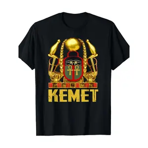 Men's Kemetic T-Shirt 100% Cotton Ultra-Soft Breathable Egyptian Kemet Culture Design Round Neck Short Sleeve S-XXXL for Gym, Running, Casual Wear - Egyptian Hieroglyphic Apparel