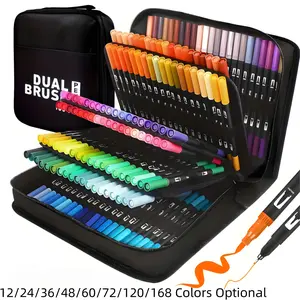 Dual Brush Markers Pens, Artist Coloring Marker Set, Fineliner & Brush Tip Pen with Premium Case for Adults Coloring Books Journal, Drawing, Doodlin,Art Supplies,120Colors