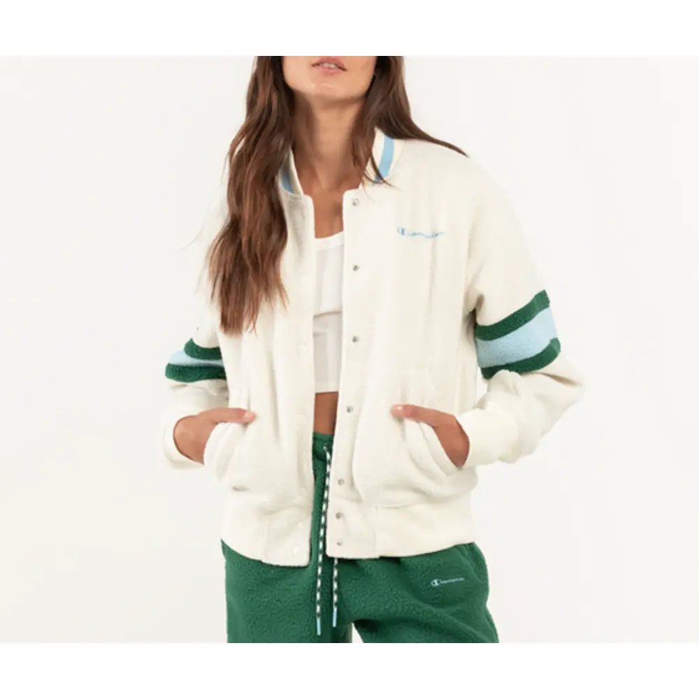 Champion Teddy Fleece Womens Retro Bomber Jacket Size XLarge