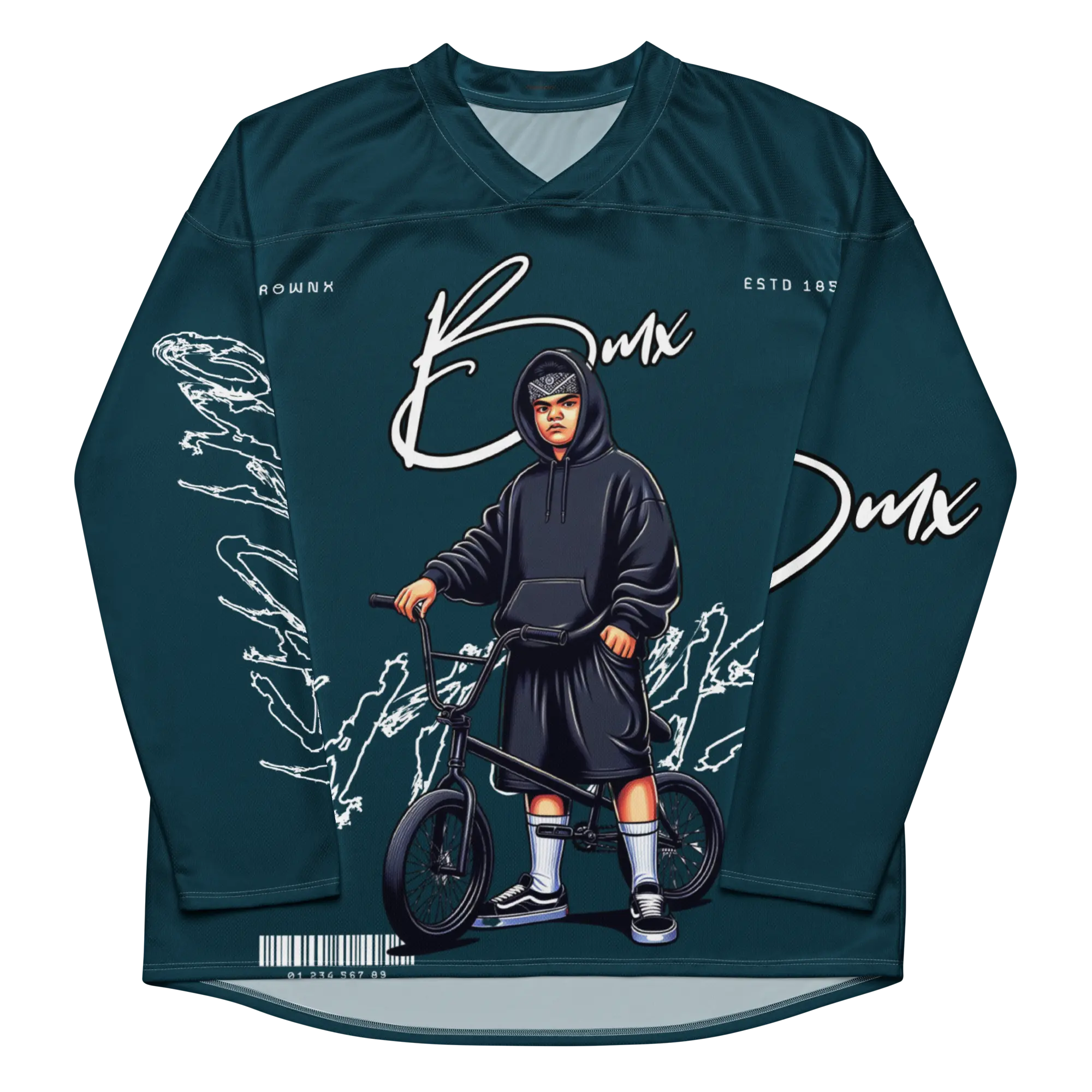 BMX Longsleeve - Navy Blue BMX Graphic Design Long Sleeve Top for BMX Enthusiasts Established 189