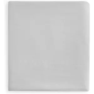 Luxury Queen Cotton Percale Flat Sheet - Light Gray Linen Style