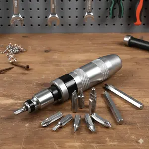 High Torque Industrial Impact Screwdriver Set 13-Piece Professional Tools Durable Anti-Slip Handle Auto Mechanic Repair Kit Replaceable Screwdriver Bits Metal Chisel Bits Screw Extractor Multi-function Home & Car Electric Power Tool