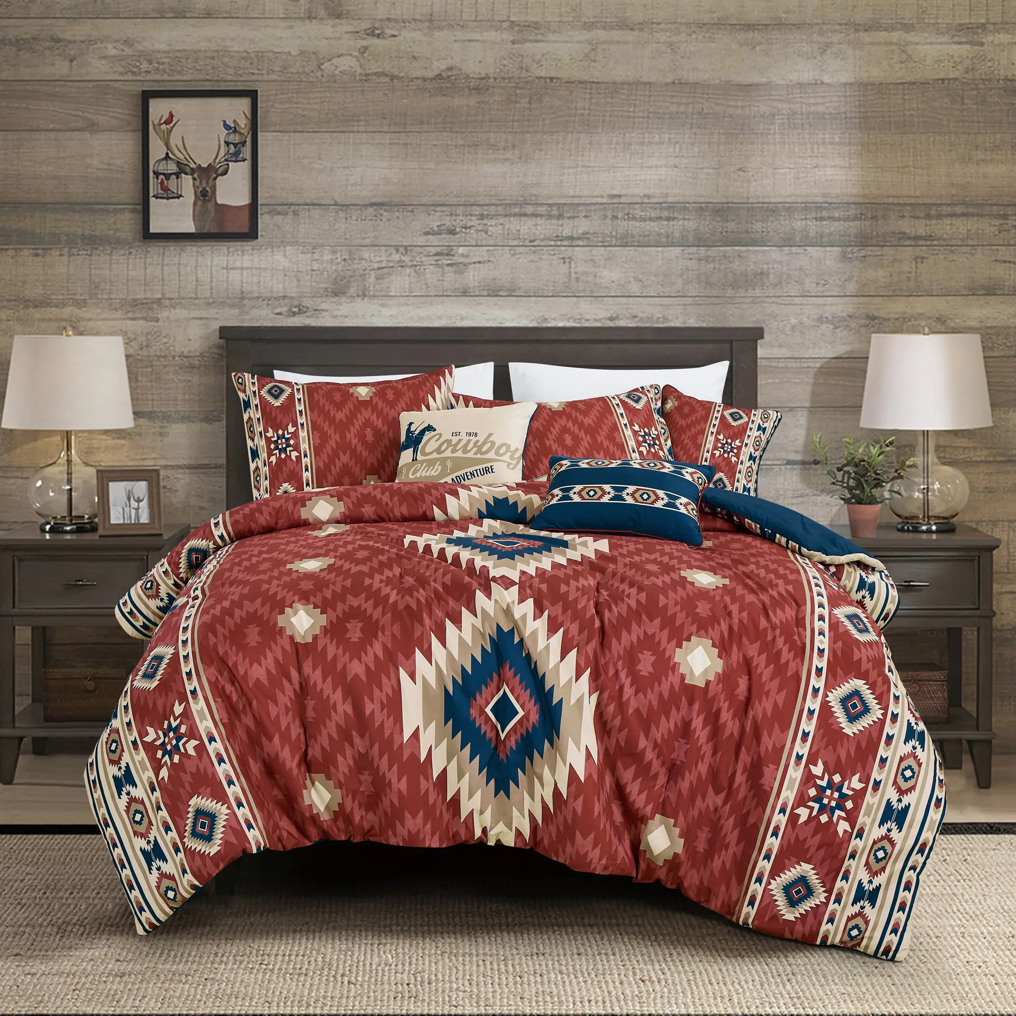 Luxury 6-Piece Southwestern Comforter Set|Warm Winter Bedding|Boho Tribal Style Luxury 6-Piece Southwestern Comforter Set|Warm Winter Bedding|Boho Tribal Style