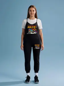 【Plus Size】 Rainbow Print Overalls Jumpsuit, Casual Comfy Sleeveless Jumpsuit for Daily Wear, Women's Jumpsuit for All Seasons