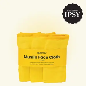 Gleamin Muslin Cotton Washcloth 3-Pack for Gentle Facial Cleansing and Skin Care - Bath