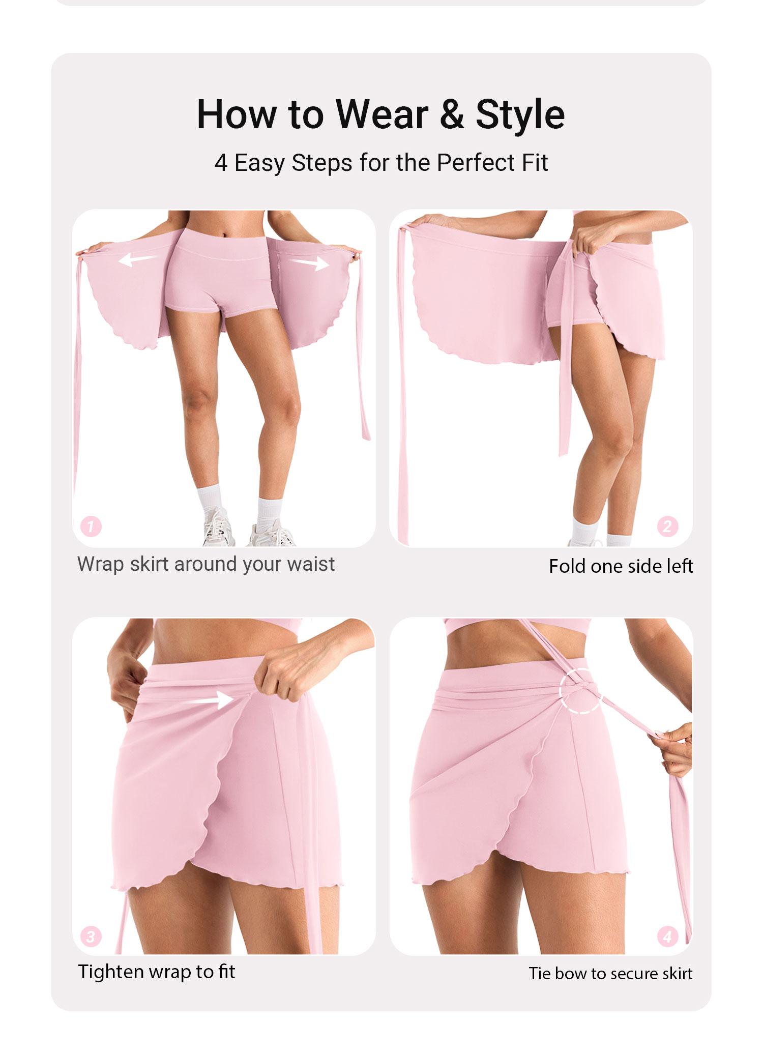 YEOREO Women's Stretchy Lightweight Athletic Sport Skort - Ballet Wrap Tie, Built-in Shorts, Sporty Chic Mini Gym Skirt for Tennis, Summer Workouts, Athletic Sport Skirt tiktokshopbacktoschool