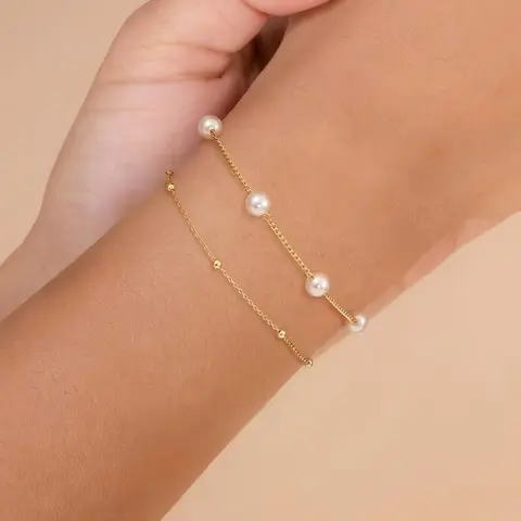 Two-Piece Elegant Faux Pearl Beaded Bracelet Set, Stackable Design, Perfect Gift for Women, Ideal Present for Friends and Family, Faux Pearl Jewelry, Bracelets Jewelry
