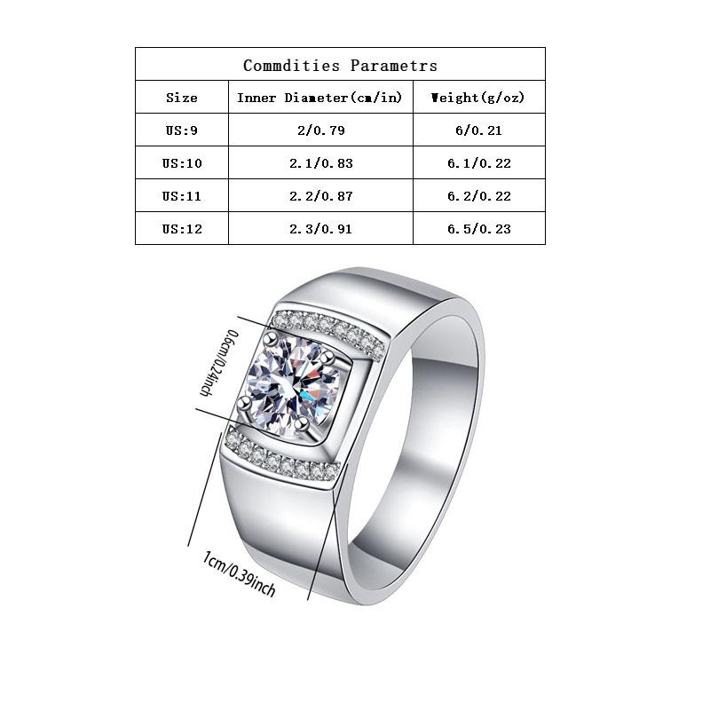 925 Sterling Silver Ring Set with Shiny Synthetic Zircon for Men and Women - High Quality Jewelry