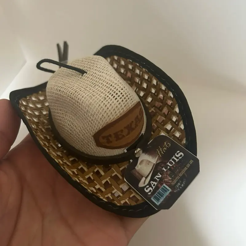San Luis “Texas” Mini Cowboy Hat- High Quality Mini Straw Hat for Windshields or Decoration