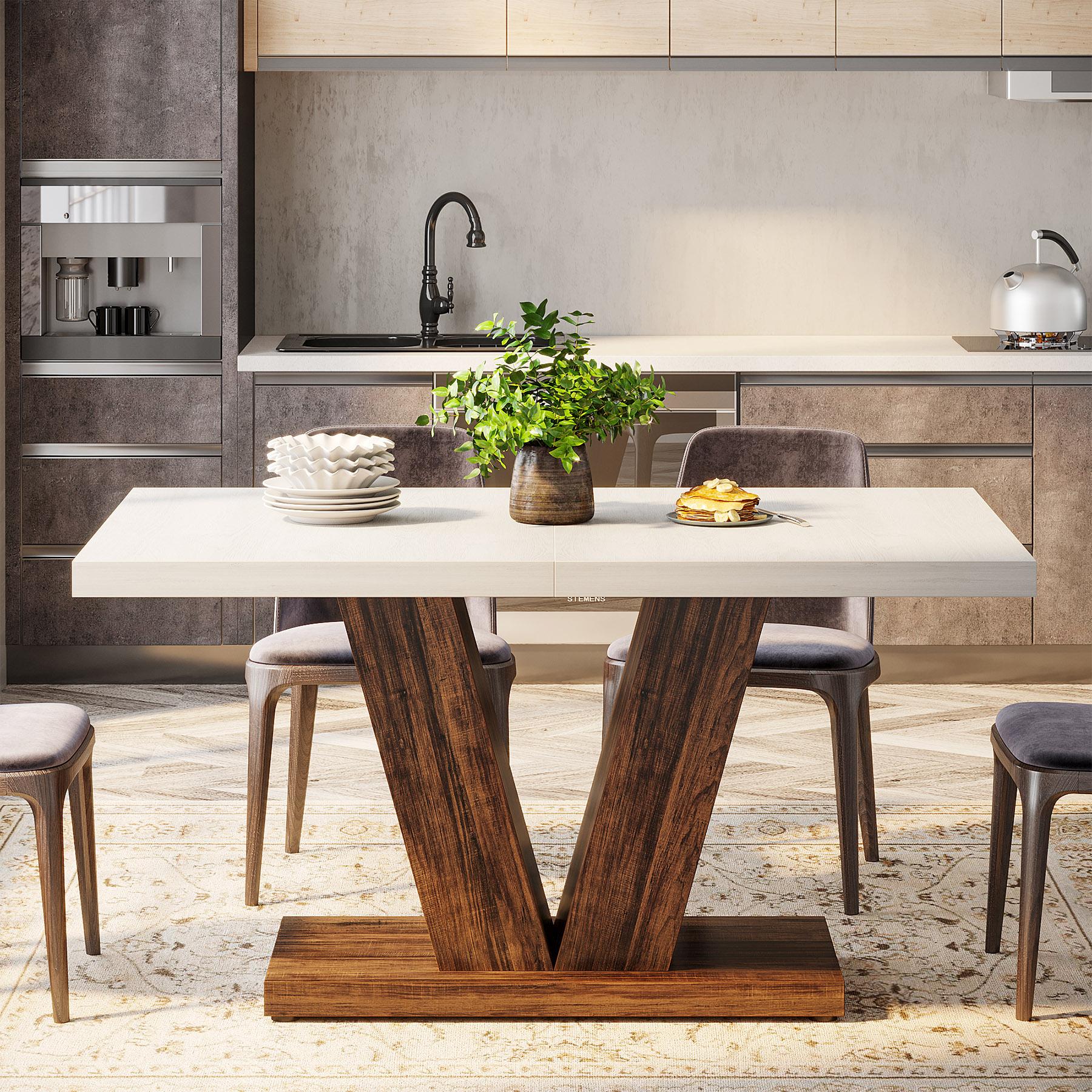Tribesigns 47 In. Rectangular Dining Table for 4-6 People, Modern Kitchen Table for Dining Room, Kitchen, Living Room Tribesigns 47 In. Rectangular Dining Table for 4-6 People, Modern Kitchen Table for Dining Room, Kitchen, Living Room