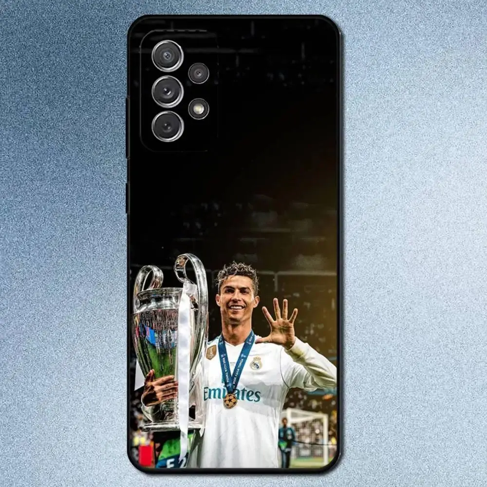 Customized CR7 Football Design Flexible Fit TPU Silicone Cellphone Casing - Protective, Shockproof Black Cover for Samsung S26,S25,S24,S23,S22,S21,A14,A15,A16,A35 Ultra,Plus,FE,5G Phones with Protection (Mobile Accessories)