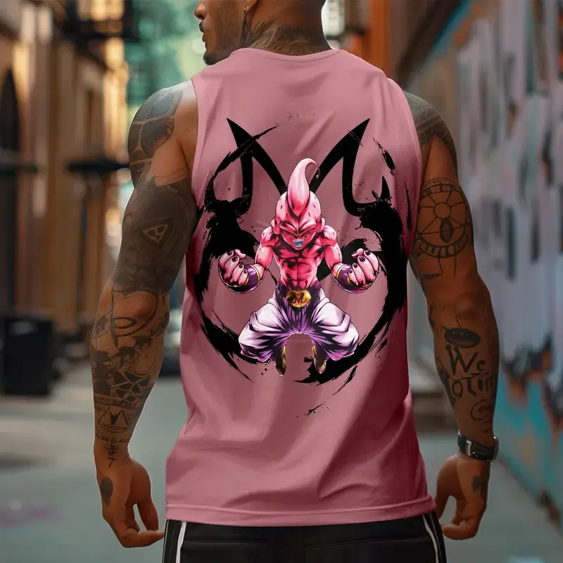 DBZ Kid Buu Majin Unisex Summer outfits men streetwear 80s 90s graphic tees cotton Anime tank tops men gifts Outdoorfun