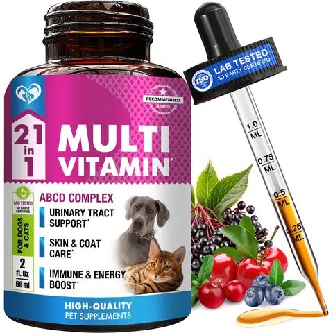 Beloved Pets Cat & Dog Multivitamin Liquid Supplement with Glucosamine, Cranberry, Daily Canine Wellness Support, Canine Nutritional Supplement, Easy Admin for All Sizes, Helps Prevent Kidney Stones, Joint Health