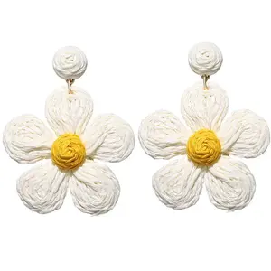 Woven Daisy Drop Earrings