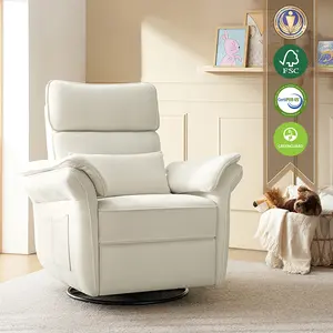 HULALA HOME Cuddle Nursery Power Glider Modern Electric Chair 270-Degree Swivel High Armrests Adjustable Headrest Waterproof Stain-Proof Oil-Proof with USB Charging & Storage