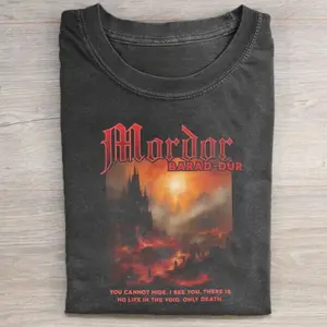 Mordor Barad Dur Graphic Tee - Dark Tower Shirt - The Lord of The Rings Movie Shirt - Men's Casual Crewneck T-Shirt