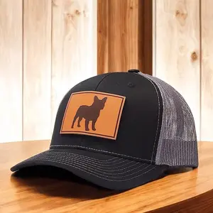 Frenchie Hat, French Bulldog Gift, French Bulldog Trucker Hat, Dog Hat, Frenchie Puppy Gift, Frenchie Mom, Leather Patch Hat, Any Dog Breeds