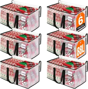 RoomHacks Heavy Duty Clear Moving Bags with Reinforced Handle and Double Zipper, Storage Totes, Packing Bags Alternative to Moving Essential and Supplies Box, Clear, Large, 6 Packs